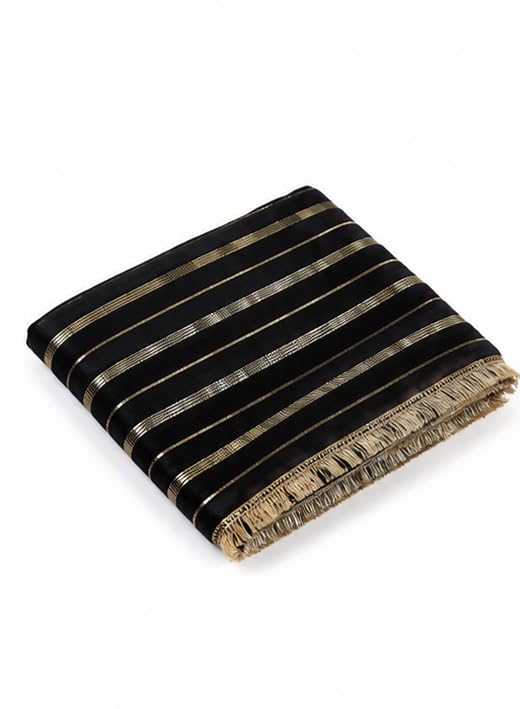 Women's Traditional Leheriya Georgette Dupatta with Zari Stripe Border & Tassel Finish | Lightweight Ethnic Dupatta for Kurti, Salwar Suit & Lehenga | Black-picture-41
