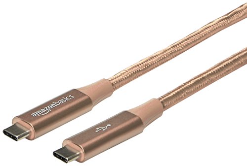 Amazon Basics Double Braided Nylon USB-C to USB-C 3.1 Gen 2 (10Gbps) Fast Charging Cable, 3A - 3-Foot, Gold