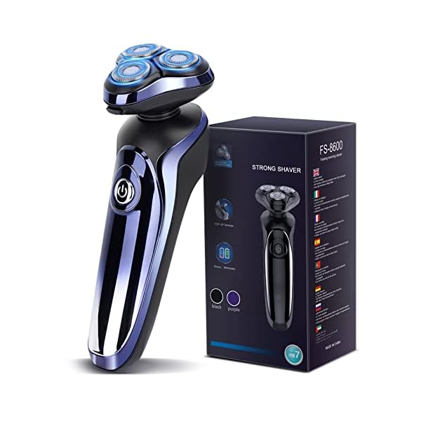 LAMA Rasierer Herren, Elektrischer Rasierer Rotierender Gesichtsrasierer,Kabellos Elektrorasierer IPX7 Wasserdichter Nasser Trockener Bartschneider, USB Rechargeable Rasierer Herren Elektrischer, Lila