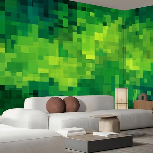 Papier Peint Panoramique Géométrie Abstraite Carrés de Pixels - 3