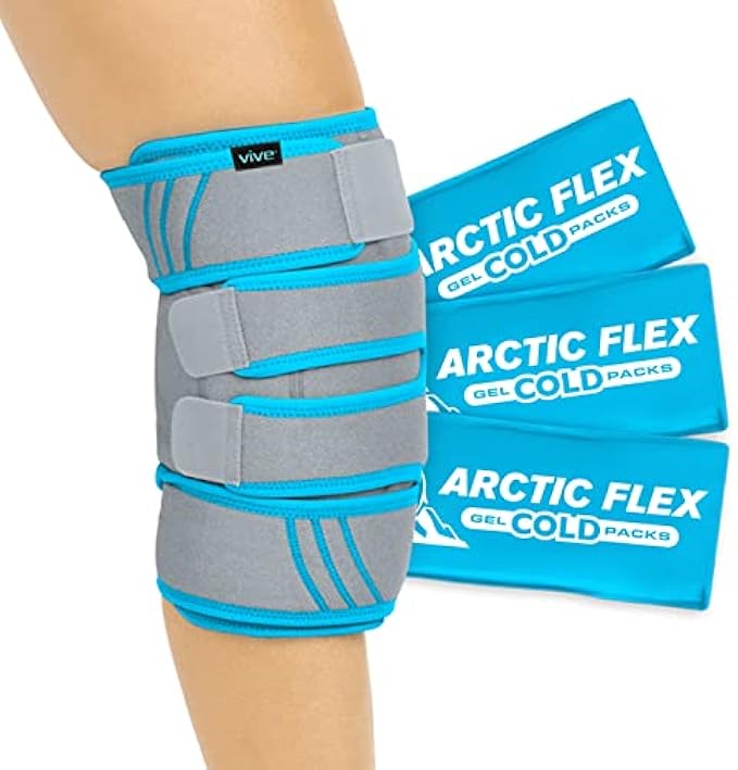 Vive Knee Ice Pack Wrap - Cold/Hot Gel Compression Brace - Heat Support Strap for Arthritis Pain, Tendonitis, ACL, Athletic Injury, Osteoarthritis, Women, Men, Running, Meniscus and Patella Surgery