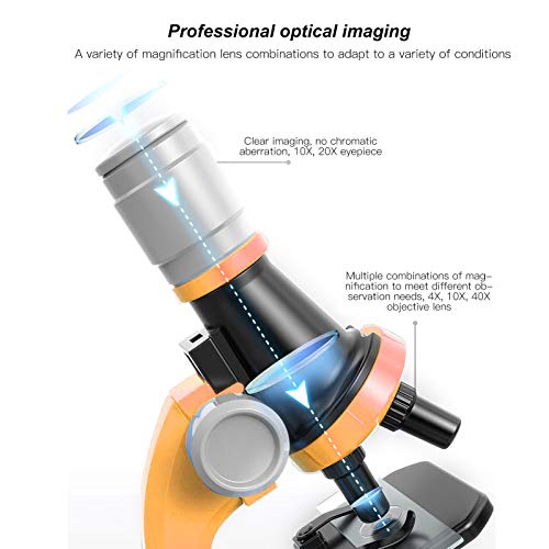 Fishawk Microscópio, microscópio profissional simples para crianças, 40X-1200X para ferramentas de a