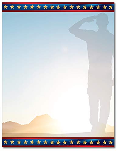 Papier de papeterie patriotique américain Home of the Brave pour lettres 80 feuilles