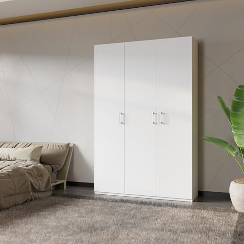Forte Home Nook Mehrzweckschrank 135 40, moderner Drehtürenschrank mit 3Türen, Flur, Holzwerkstoff, Weiß, 133,2 cm breit x 210,5 cm hoch x 42 cm tief Forte Home Nook Mehrzweckschrank 135 40, moderner Drehtürenschrank mit 3Türen, Flur, Holzwerkstoff, Weiß, 133,2 cm breit x 210,5 cm hoch x 42 cm tief