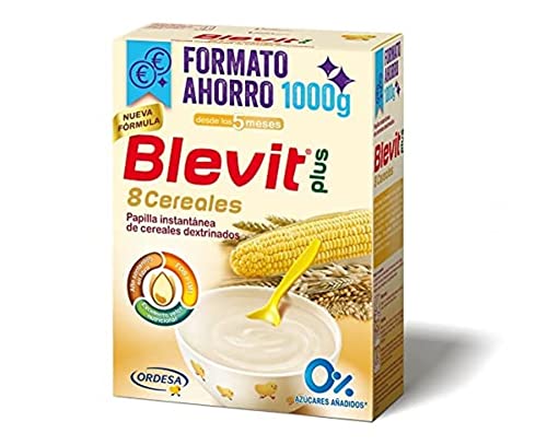 Blevit Plus 8 Cereales Papilla Instantánea de Cereales para Bebé, 1 kg ( 2 unidades x 500 g)