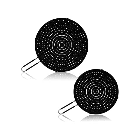 Beckon Ware Splatter Screen Set - Oven Safe Fry Wall, Grease Splatter Guard for Frying Pan, Ultimate Splatter Guard for Everyday Cooking and Baking. Black Cover