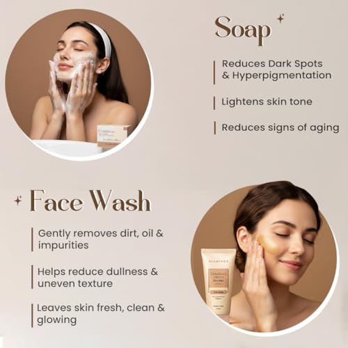 Image of Glamveda Glutathione 8-Step Skin Brightening Skincare Routine Kit for Radiant, Even-Toned Skin | Face Wash, Peel-Off Mask, Serum, Face Cream, Sunscreen, Under Eye Cream, Bath Soap & Body Lotion