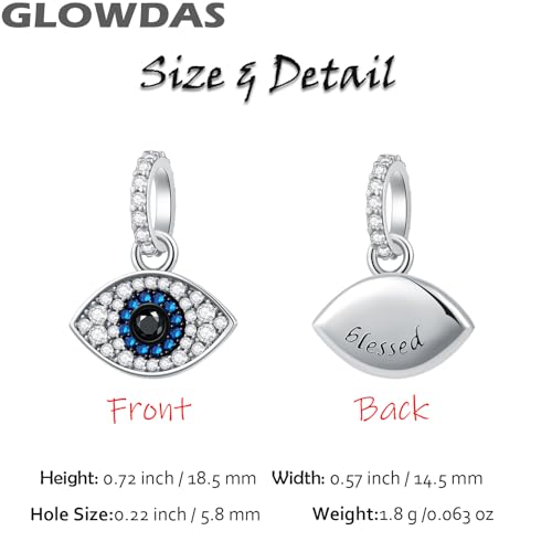 Evil Eye Charms Dangle fit Pandora Mothers Day Bracelet Necklace, 925 Sterling Silver Sparkling Turkish Blue Eye Charm Pendant with Blessed, Lucky Gifts for Family/Friends/Couple2