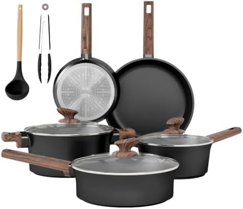 10PCS Ceramic Pots and Pans Set, Kitchen Induction Cookware Set |...