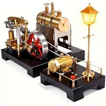 Steam Engine Model with Boiler and Lamp Scene DIY Kit, SE-01 Full Metal Beam Engine Steam Engine Model Kit That Works with Centrifugal Regulator 84PCS