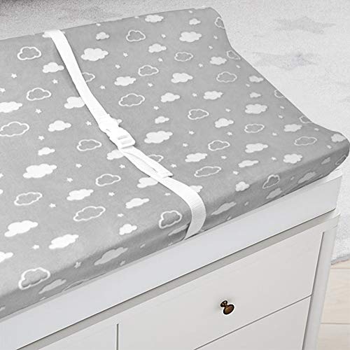 Housse de matelas à langer gris en chenille 3D mixte