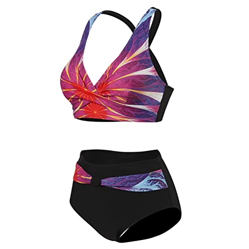 Women's Board Shorts Swimwear With Pocket Waisted Women's Beachwear Boho Top Swimsuit Swimsuits For Big Busted Women Red #TOP1