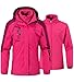 YSENTO Damen 3-in-1 Skijacke Winter FleeceJacke Wasserdichte Winddichte Warme Funktions Outdoor Softshell Jacke mit abnehmbarer Kapuze(Rosarot,XL)