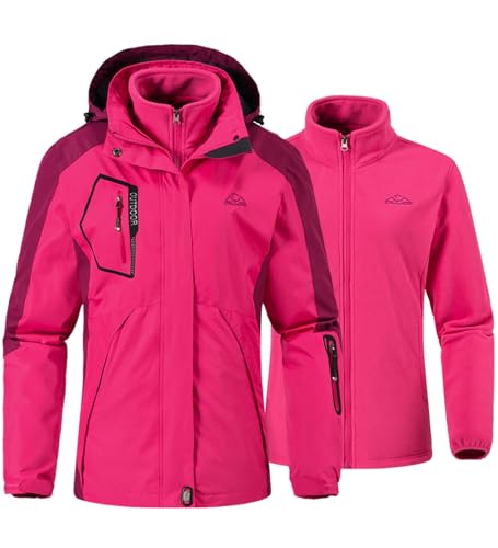 YSENTO Damen 3-in-1 Skijacke Winter Fleecejacke wasserdichte Winddichte...