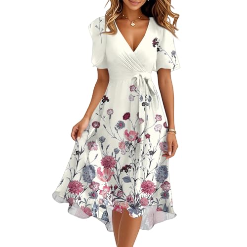 Spring Summer Chiffon Midi Dresses for Women 2025 Elegant Classy Wedding Guest Floral Formal Cocktail Prom Dress