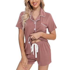 Leikar Womens Button Down Pajama Sets Bride Pajamas Sets Sleepwear Shorts Lounge Set