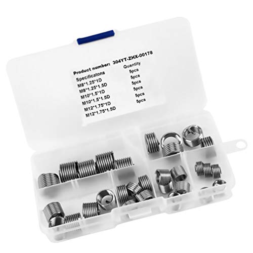 VILLCASE 30 Pcs Rosca FÃªmea Em AÃ§o InoxidÃ¡vel Serrilhado Inserir Kit de Sortimento de Porcas de E