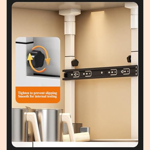 XAoSCd Pull Out Cabinet Organizer With Non-Slip Base, Expandable Sliding Cabinet Drawers Heavy Duty Slide Out Drawers Storage For Kitchen,White-L - Image 3