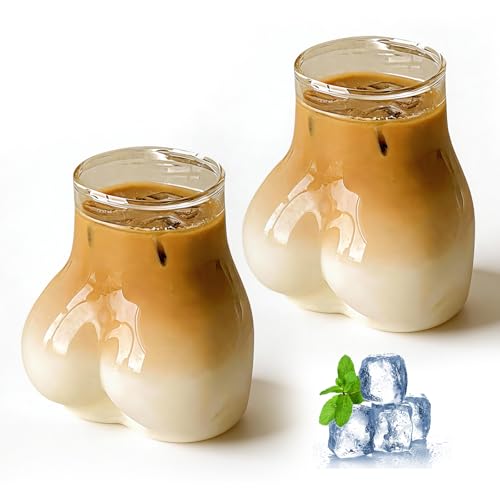 2 Pièces Gobelets En Verre En Forme De Corps, 450 Ml Tasse À Café Amusante, Tasse À Café Amusante En Forme, Verres À Boire Butt Pour Café, Maison, Restaurant, Épais, Cadeau De Fête Hilarant