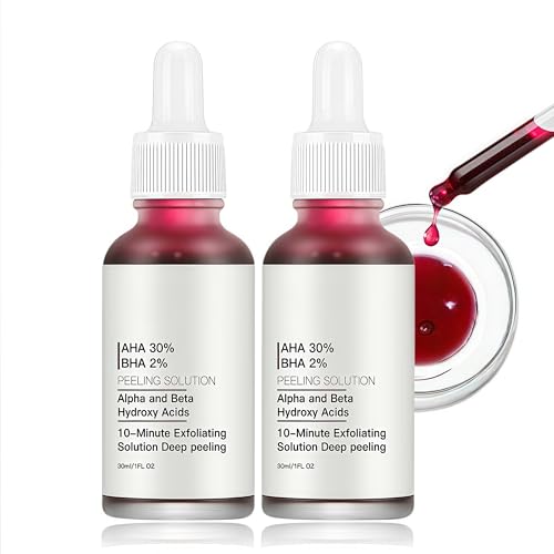 AHA 30% + BHA 2% Peeling Solution – 2PCS AHA BHA Peeling Gesicht - Fruchtsäurepeeling Gesicht für Tiefenreinigung, Poren Verkleinern & Glatte Haut - Gesichtspeeling Frauen gegen Mitesser & Akne