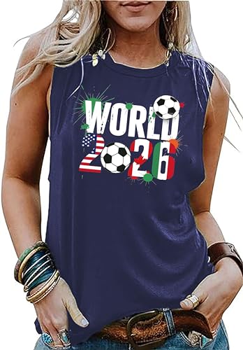 BINLANHANAT 2026 Soccer Cup Tank Top Women Brazil USA Soccer Cup Sleeveless Shirt Game Day Tee Sports Fan Top