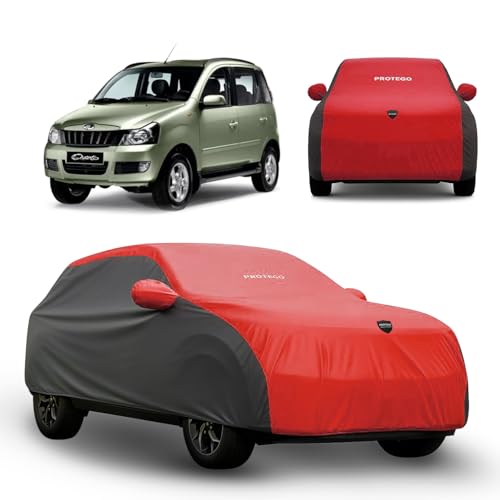 Image of PROTEGO Prime Series India's 1st Anti-Tear Car Cover for Mahindra Quanto | Heavy-Duty, Custom Fit, All Weather Protection | 100% Waterproof, Windproof & Hail Resistant | 2-Year Warranty | Red + Black