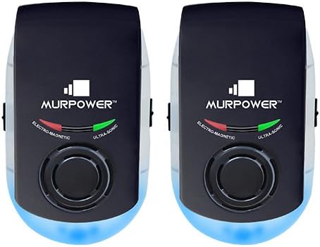 MURPOWER Powerful Indoor Plugin Pest Repeller with Night Light - Eliminate All Types of Insects and Rodents - 100% Safe for Humans and Pets Plug-in Pest Repeller (2 Pack, Black)