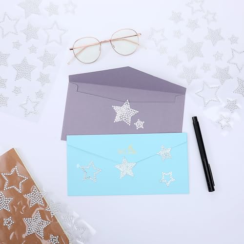 Image of 84Pcs Glitter Silver Star Stickers Christmas Self Adhesive Rhinestone Star Stickers Silver Glitter Bling Crystal Star Sticker Self-Adhesive Assorted Star Labels Gift Decor Holiday Window Car Decal