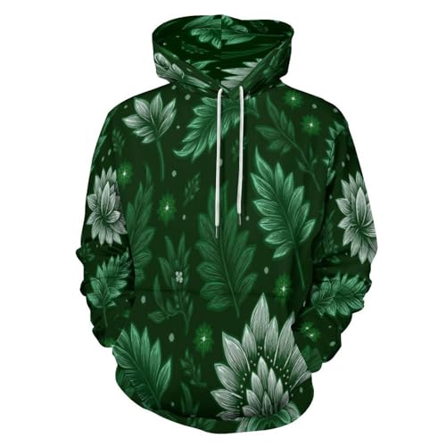 Sweat-shirt hippie haut de gamme imprimé 3D feuilles cachemire vert