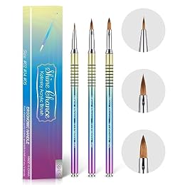Shine Chance 3Pcs Acrylic Nail Brushes Set Size 2 4 5, Kolinsky Hair Acrylic Nail Art Brush, Art Design & Polish Mistake Cleaning Manicure Tools for Women Acrylics Application, Gradient