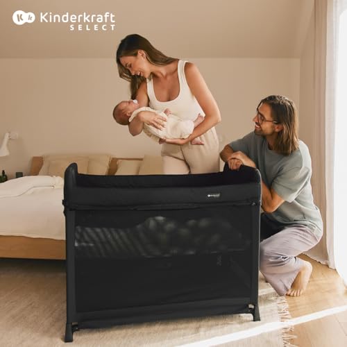 Miniatura 10 de Kinderkraft Moon Dream, Cuna De Viaje Desde El Nacimiento Hasta Los 3 Años, Cuna De Dos Niveles, Se Pliega Fácilmente Con Una Sola Mano, Incluye Colchón Y Bolsa De Transporte, Fácil De Limpiar, Negro