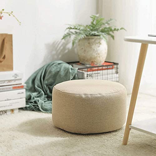 Tabouret de pied coiffeuse orange rond en tissu compact 37x24cm - 3