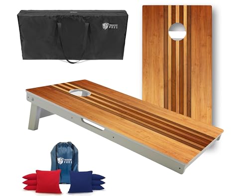 Tailgating Pros All-Weather Cornhole Boards - 4'x2' Weather Resistant Cornhole Set- Carrying Case & Set of 8 Corn Hole Bean Bags w/Tote Included