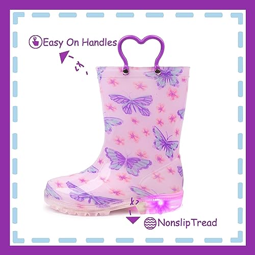 Image of Outee Toddler Kids Adorable Lightwight Waterproof Rain Boots Light Up by Steps