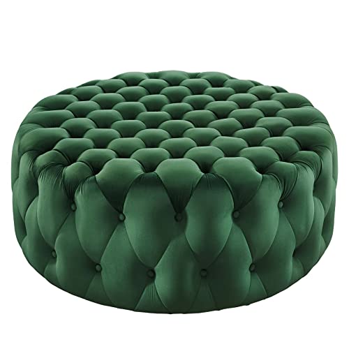 Modway Amour Velvet Ottoman in Emerald