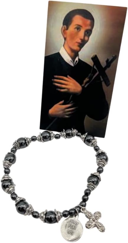 Westmon Works St Gerard Bracelet Set with Hematite Beads and Prayer Card Catholic Gift Set for Expectant Mothers - Image 2