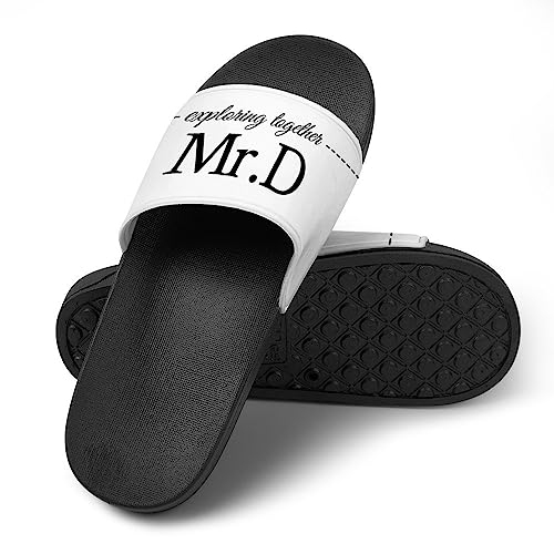Custom Mr Mrs Slippers Personalized Couples Sandals, Customized Slip-On Wedding Slides with Name Design, Comfortable PVC Flip Flop for Indoor Outdoor, Non Slip Beach Shoes for Women Men3