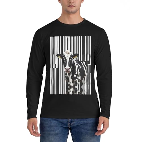 Chemise homme à manches longues EdWal au motif imprimé vache noir et blanc