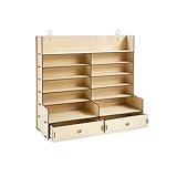T TOGUSH Miniature Paint Holder with 2 Drawers 2 Available Space and 5 fLat Storage Wall-Mounted Model Paint Storage Organizer for Hobby Craft Tools