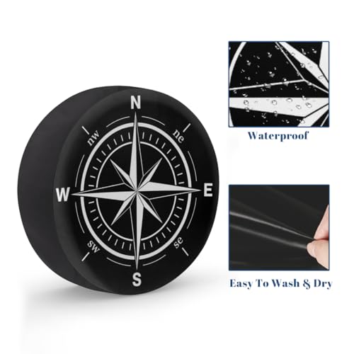 Image of Compass Spare Tire Cover Wheel Covers Protectors Waterproof Dust-Proof Universal Fit Trailer, RV, SUV and Many Vehicle 16 Inch,C-03