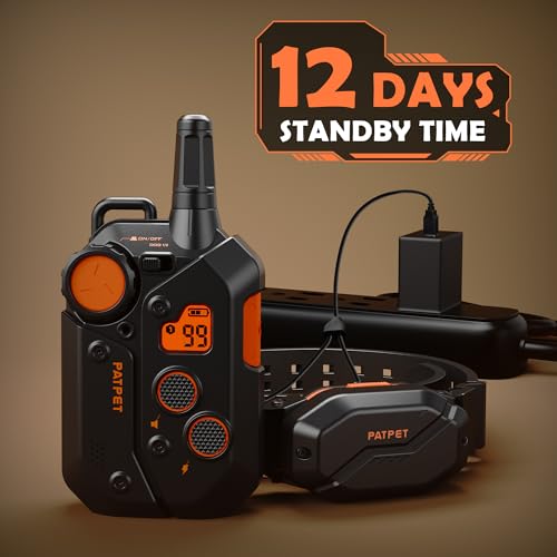 PATPET Dog Training Collar, 1.2 Mile Range 101 Training Levels Dog Shock Collar with Remote Control (15-150 lbs), Waterproof 100% Safe E Collar for Large Breed for Dogs Black with Vivid Orange - Thumbnail 5