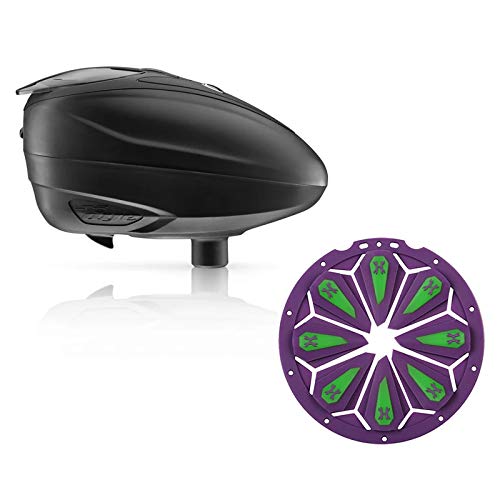 Dye LT-R Electronic Paintball Loader - Black with HK Army Epic Speed Feed (Black with Neon Epic Speed Feed)