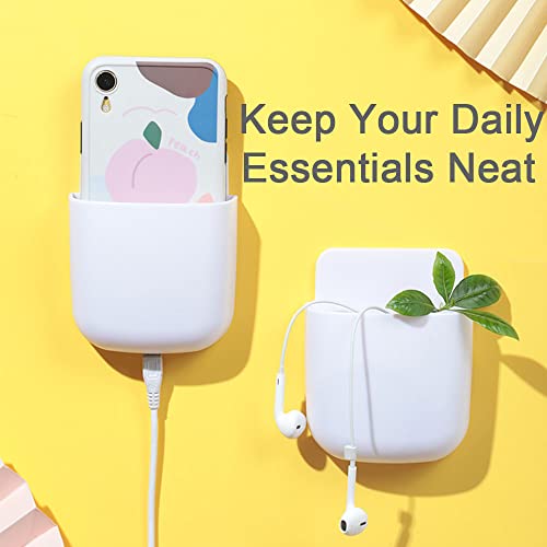 Hikinlichi 5 Pack Adhesive Remote Control Holder Media Player Controller Holder Storage Case Caddy Wall Mounted Remote Organizer Box Tray Home Office Desk Nightstand Stationery Supplies Phone,White thumb #6