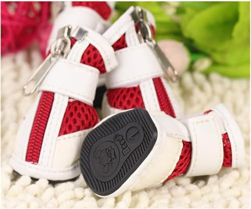 Image of Dog Shoes for Shih Tzu, Golden Retriever, German Shepherd & Persian /Summer Heat Dog Boot Adjustable Non-Slip, PU Paw Protector-Waterproof Size-4 for 5 to 9 Kg (L X W Paw-2.65 x 1.9) Inch