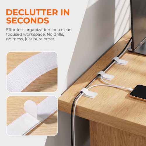 10 piezas de sujetacables adhesivos - Clips para gestionar cables bajo escritorio, organizador pegajoso para cables para escritorio y hogar miniatura 6