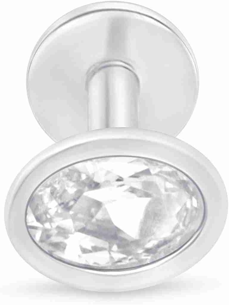 14K Solid Gold Oval Cubic Zirconia Flat Back Stud Earring for Women Cartilage Piercings Threaded Tragus Helix Piercing Jewelry Sensitive Ears Nose Ring Earring for for Upper Ear Small SINGLE STUD/PAIR