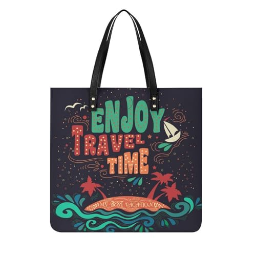 Sac shopping Profitez du Voyage pour femmes grand tote bag de plage et vacances 39x39cm