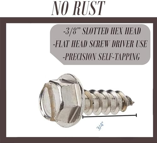 Stainless Steel License Plate Screws Kit - Set of 4 Fasteners for License Plates or Frames on Most Makes and Models for Cars, Trucks, SUVs - Rustproof, Self Tapping Mounting Bolts (Stainless Steel) - Thumbnail 4