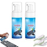 Detergente in schiuma per tastiera e mouse, kit completo per la pulizia di dispositivi elettronici con spazzola panno, secco ad asciugatura rapida e senza residui tappetini per casa e ufficio (2set)