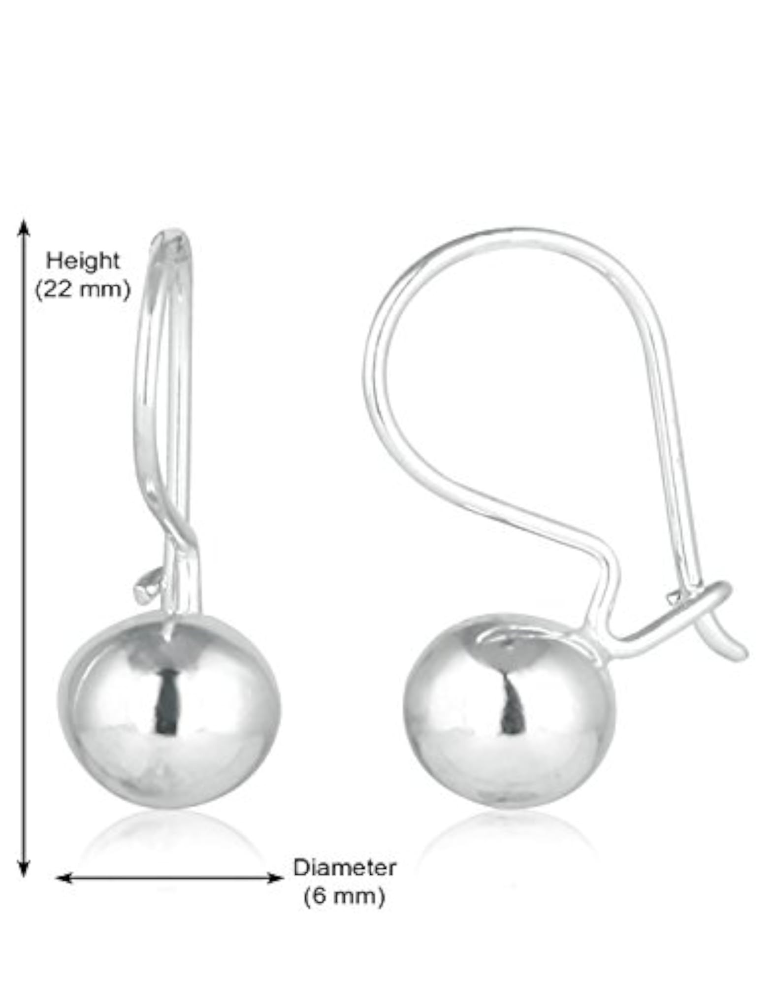 Women's Hollow Silver Ball Shepherd's Hook Earrings